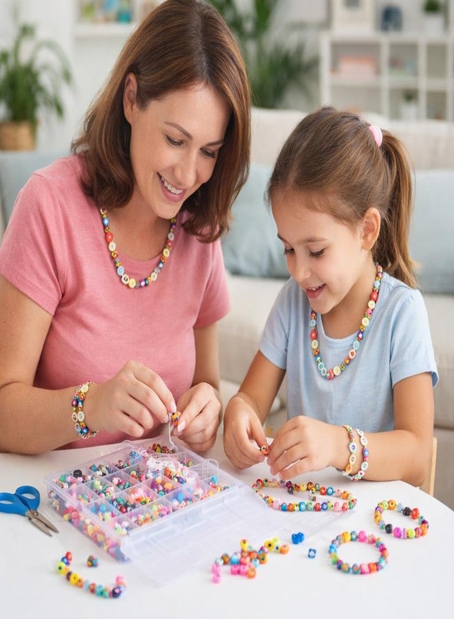 ambitieux DIY Bracelet Making Kit - 350+ Pieces of Colorful Beads, 10M Elastic Thread, Jute Bag, And Cutter - Gift For Girls Birthdays (Cute Designer Beads),Multicolor - Image 5